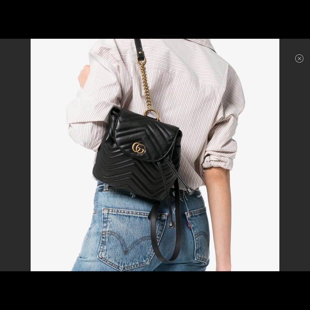 Gucci Black Quilted Leather Mini Backpack with Gold Hardware